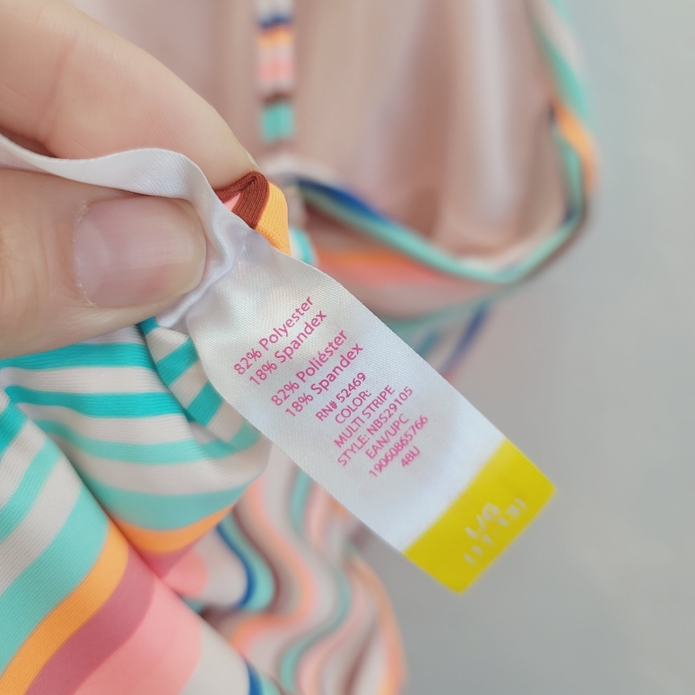 💕 No Boundaries Junior Sorbet Striped Lace Up One Piece Swimsuit Size Large - Picture 4 of 10